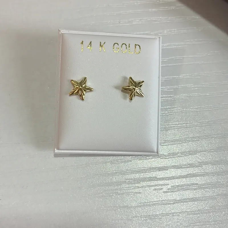 14K Gold Starfish Earrings, Dainty Fine Jewelry for Women