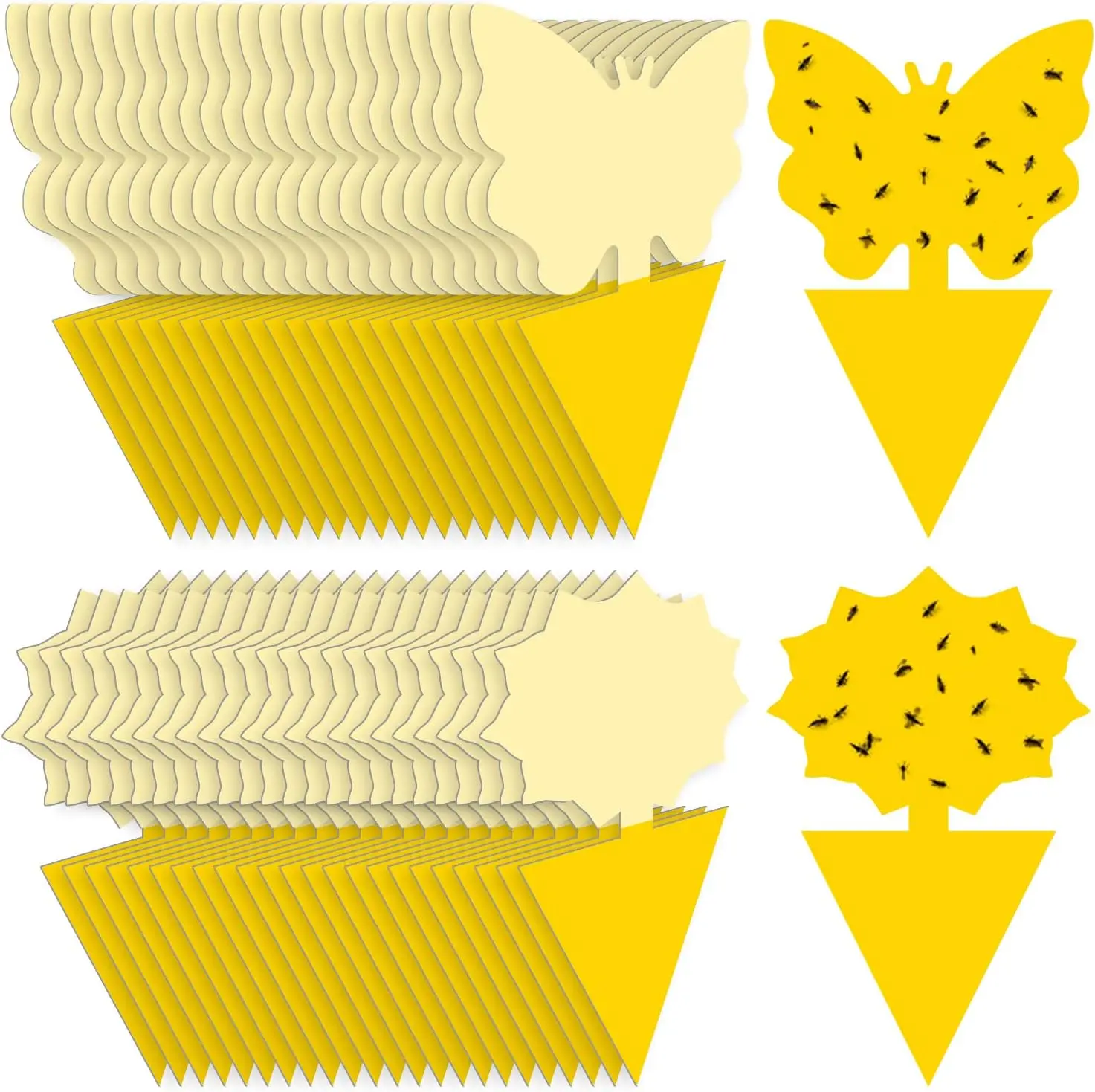 Fruit Fly Traps for Indoors, Fungus Gnat Sticky Traps for Houseplants, Yellow Double-Sided Insect Traps for Indoor & Outdoor Plants, Non-Toxic Flying Insect Catcher for Gnats, Whiteflies & Aphids