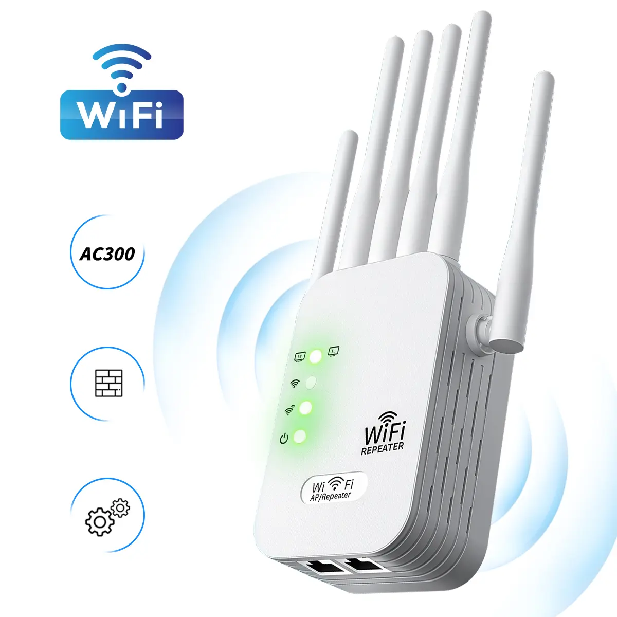 WiFi Ethernet bridge Amplifier, Wireless Signal Repeater, WiFi Range Extender, Remote 6 Antennas 2.4GHz WiFi Extender Signal Booster - Coverage area Home up to 1800 sq. ft,capable of supporting 50 devices