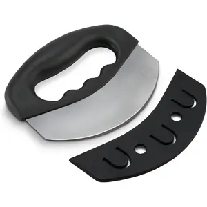 Salad  Tool with Cover, Mezzaluna  Stainless Steel Vegetable Rocker, Mincer,