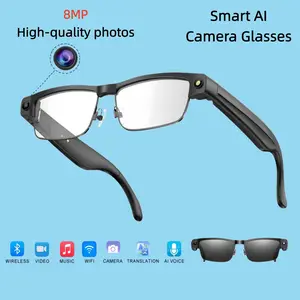 Smart AI Camera Glasses with 8MP Photochromic Lenses ,Button Touch Adjustment for Travel Outdoor Adventures Hands-Free Photography 160+Languages Real-Time Translation Bluetooth Wireless Wearable Video Recording UV Protection Smart Audio Glasses