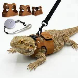 3-Pack Universal Harness & Leash Set for Small Animals - Adjustable Soft Microfiber Suede, Includes Budget Spring & Premium Models, for Bearded Dragon, Squirrel, Rat Training & Walking, Outdoor Pet Supplies