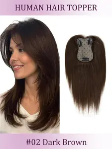 For Women With Thin Crown Hair Machine-Remy Human Hair Toppers With Clips Realistic Natural One Piece Daily Styling Wear Human Hair Toupee
