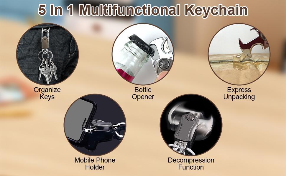 JOYTUTUS Multifunctional Heavy Duty KeyChain Key Ring with Carabiner Clip Bottle Opener & Fidget Spinners for Car Keys Compact Design New Year Gifts - Convenience JOYTUTUS Multifunctional Heavy Duty KeyChain Key Ring with Carabiner Clip Bottle Opener & Fidget Spinners for Car Keys Compact Design New Year Gifts - Convenience