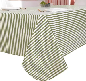 Heavy Duty Vinyl Tablecloth with Flannel Backing Waterproof Oil-Proof Plastic Table Cloth Stain-Resistant Wipeable Rectangle or Square Table Cover for Indoor and Outdoor (Stripe, 60X84 Inch)