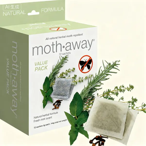 Natural Herbal Moth Repellent Sachets – 72-Pack Value Bundle, Non-Toxic & Chemical-Free, Fresh Scent for Closets and Storage, Reusable Moth Prevention for Drawers and Garments – Made in USA