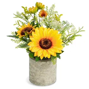 Summer Sunflower Artificial Flower Bouquet Set, Country Style Table Centerpiece Decor, Wedding Home Restaurant Kitchen Decoration
