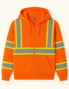 Neon Hi-Vis Safety 100% Polyester Zipper Hoodie