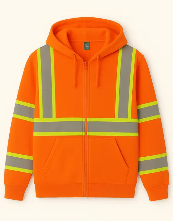 Neon Hi-Vis Safety 100% Polyester Zipper Hoodie
