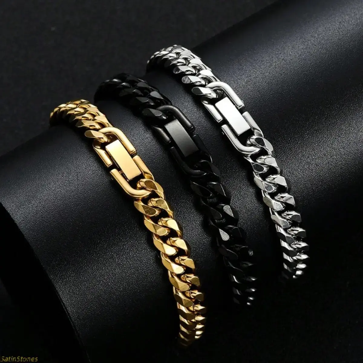 Chunky Cuban Link Solid Chain for Bags, Men's Versatile Strap in Recycled Titanium Steel with a Non-Fading Buckle