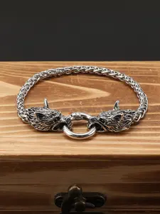 Vintage Wolf Head Bracelet Men's Bangle, Trendy Fashion Versatile Viking Ring, Nordic Norwegian Style Accessory, Party Jewelry Gift