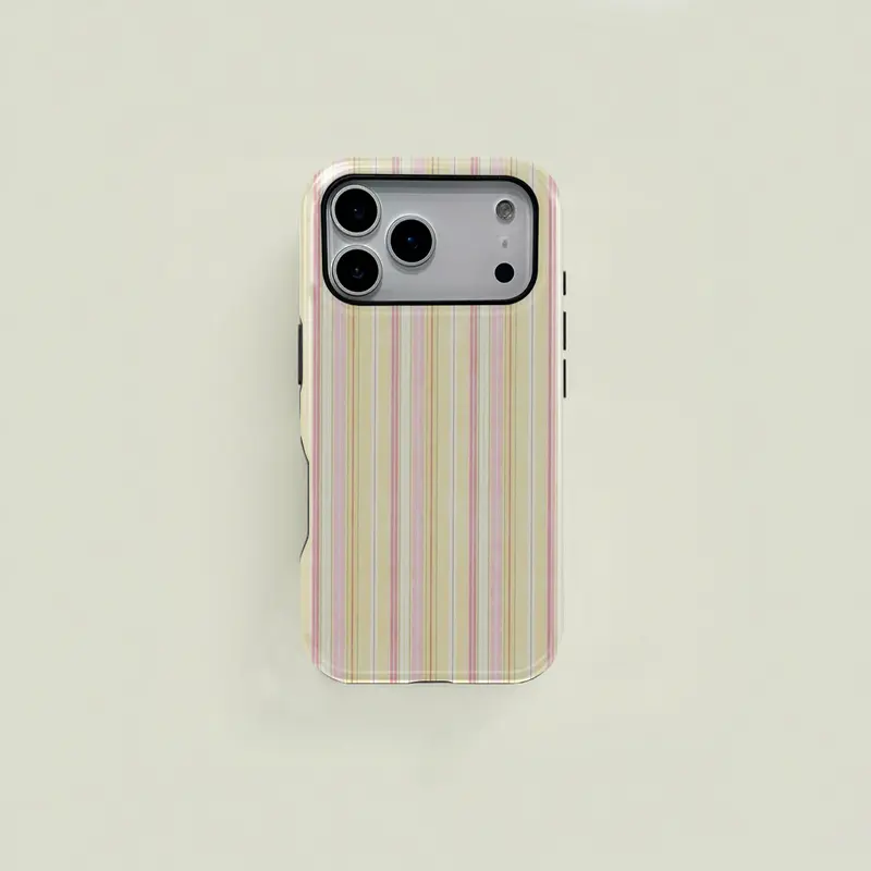 1-Piece Striped Pink Textured Double-Layer TPU+PC Cellphone Casing - 2-in-1 Multi-Model Protector Accessory for iPhone 11 Pro Max,12,13,14,14 Plus,15 Pro,15 Plus,16 Pro,16 Plus,17,17 Plus & Samsung Galaxy S23,S24,S25, Personalized Couple Gift