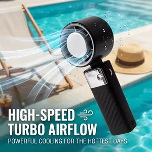 Portable Handheld Turbo Fan USB Rechargeable Mini Cooling Fan with Digital Display Adjustable Speed Personal Fan for Travel Outdoor