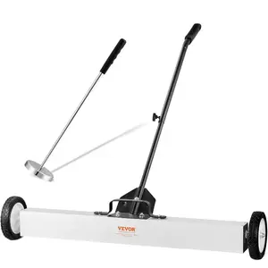 36-Inch Magnetic Sweeper with Wheels, 55 lbs Capacity, with Telescoping Magnetic Pickup Tool, Adjustable Handle, Magnetic Pickup Sweeper to Pick Up Nails and Screws, for Workshop, Garage, Yard