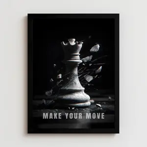 Dynamic Marble Chess Queen Poster,  Motivational Game Room Decor, Quality Paper 8x12 to 27x40inch