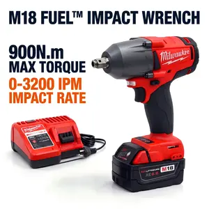 Milwaukee 18V Cordless Electric Wrench 900N. M Torque Heavy Duty Brushless Impact Wrench for Pros and DIYers kit extractor bolt