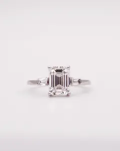 Trinity Emerald Tapered Baguette Ring