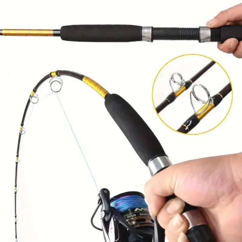 Durable Fishing Gear 2-Section Slowing Jigging Spinning Sea Rod, 30-60LB Sliding Jig Rod with 2 Length Options (1.8M/70.9IN, 2.1M/82.7IN), Outdoor Fishing Supplies, Jig Rods