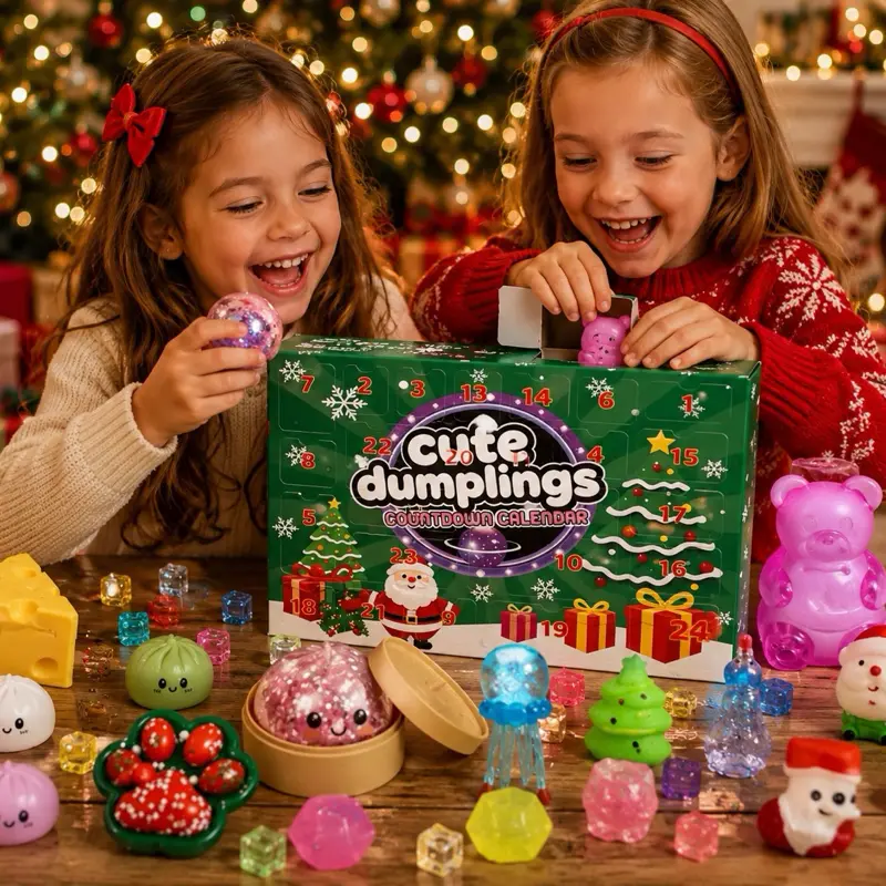 Cute Dumplings Advent Calendar, Office Stationery with Envelope Slots, Elastic Band Closure