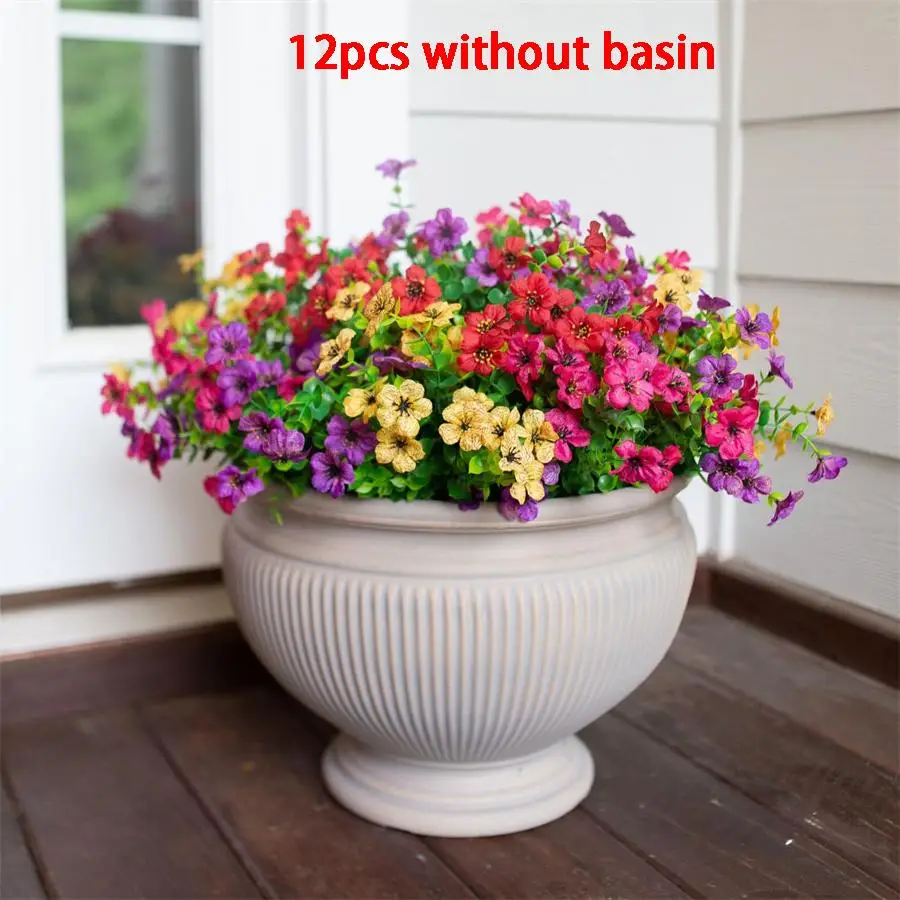 GLOBAL PICK Artificial Flower without Pot, 12pcs/set Mixed Color Faux Flower, Decorative Flower for Home Garden Party Wedding Balcony, Fruit