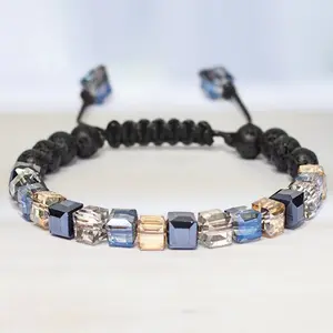 Lava Stone Glass Diffuser Bracelet Natural Essential Oil,  Fragrance Diffuser , Adjustable Fit, Durable Design, Suitable for Adults Lavender Eucalyptus