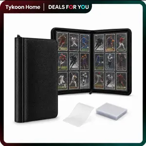 Toploader Card Binder 288 Pockets – 16 Pages PU Leather Zippered Album for World Cup, Soccer & TCG Trading Cards – Holds Toploaders, Includes 20 Soft Card Sleeves