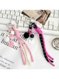 Versatile woven rope bag accessory, new Miu-style bag decoration, heart-shaped keychain pendant