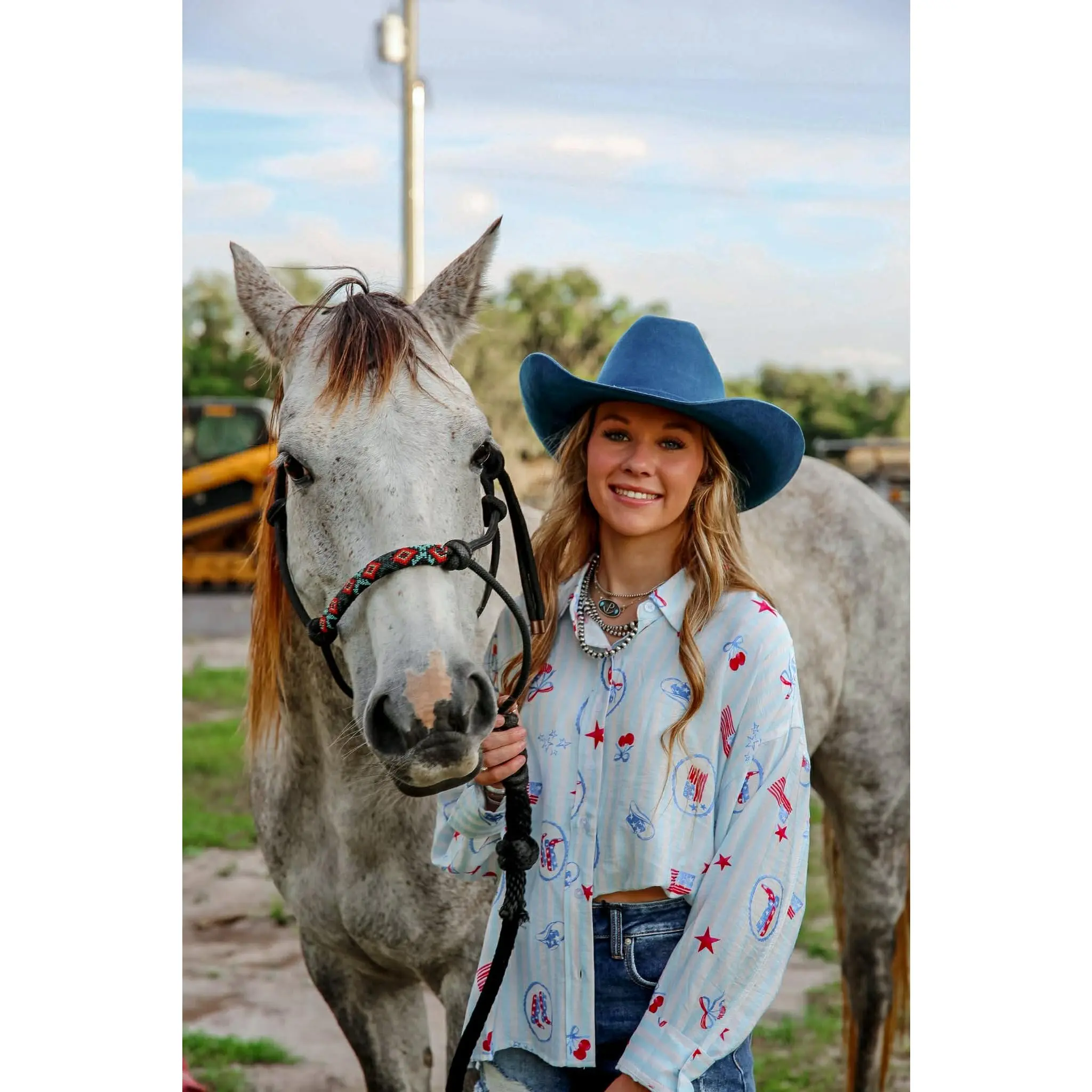 Southern Glory – Baby Blue Stripe Button Up