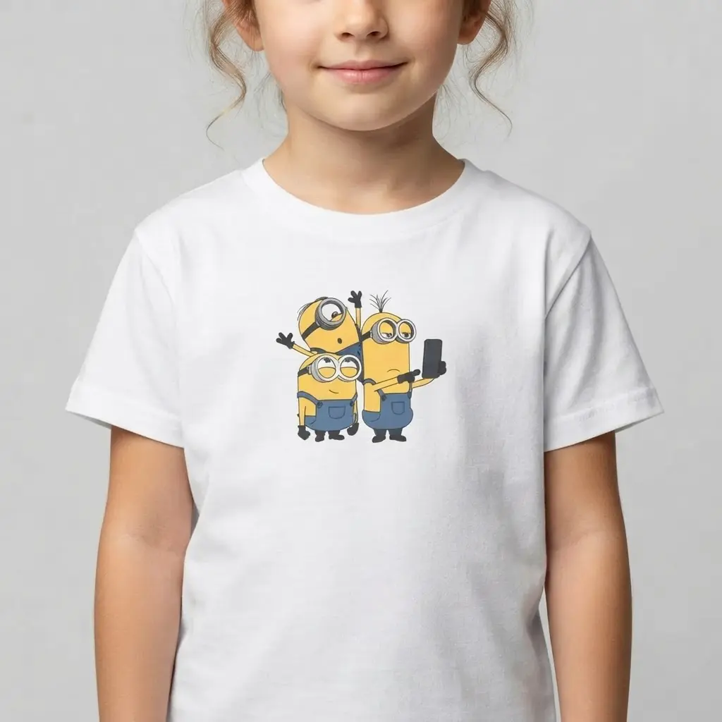 Yellow Cartoon Minions Characters Toddler Tee, Kids Selfie Shirt, Gift for Kids