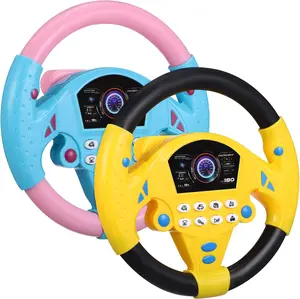 Kids Steering Wheel Toy - 2PCS Simulated Driving Racing Car Game Toy, Driving Controller Early Education Pretend Driving Steering Wheel with Light Music for Boys Girls 4 5 6 Years Old