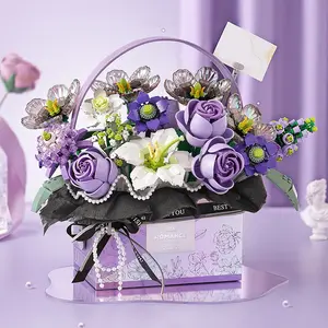 Botanicals Bouquet of Roses Artificial Flowers Fake Red Roses Building Set for Adults Ages 14+ DIY Kit for Home Decoration Floral Birthday Gift Idea Decorative Ornaments Faux Potted Plant Potted Indoor Plants