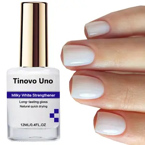 Tinovo Uno Milk White Nail Strengthener 12ml Nail Care Liquid, Long-lasting Shine Natural Quick Dry, Milky White Nail Products for Healthy Nails