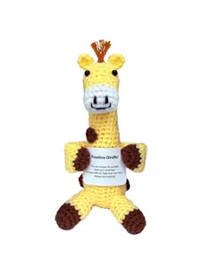 Positive Crochet Animals Giraffe Birthday Christmas Gifts for Women Daughter Friend, Handmade Emotional Support Crochet Giraffe Doll for Stocking Stuffers Home Decor, Crochet Figure
