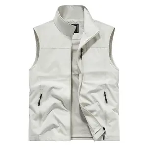 High-grade Vest Spring and Autumn Breathable Fat Men's Multi-pocket Outdoor Vest Jacket for Young, Middle-aged and Elderly Men's Waistcoat Menswear Tops