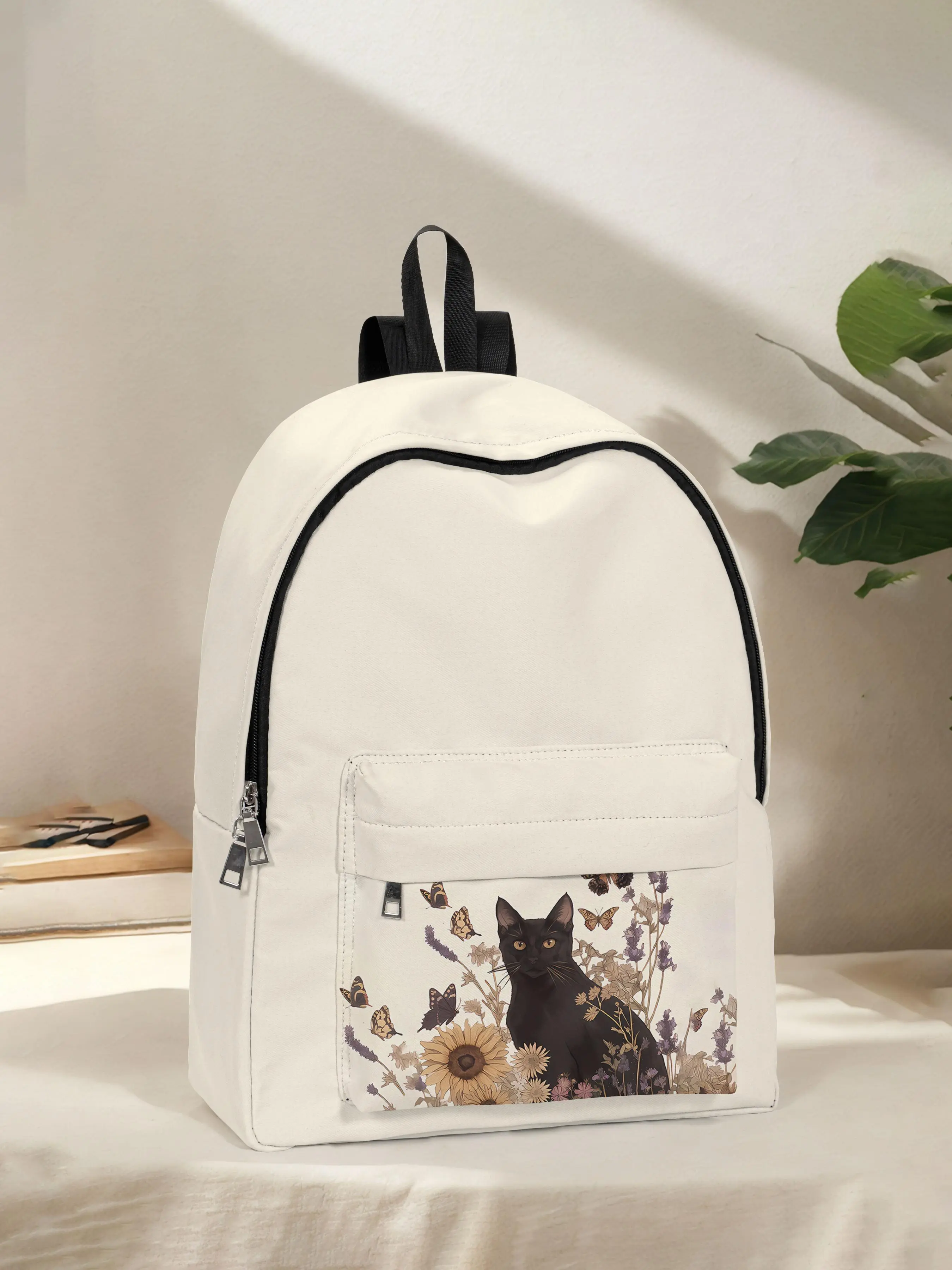 Cat Print Backpack, Fun Design for Daily Use, Spacious Storage for School, Business & Travel, Casual Style for All Seasons