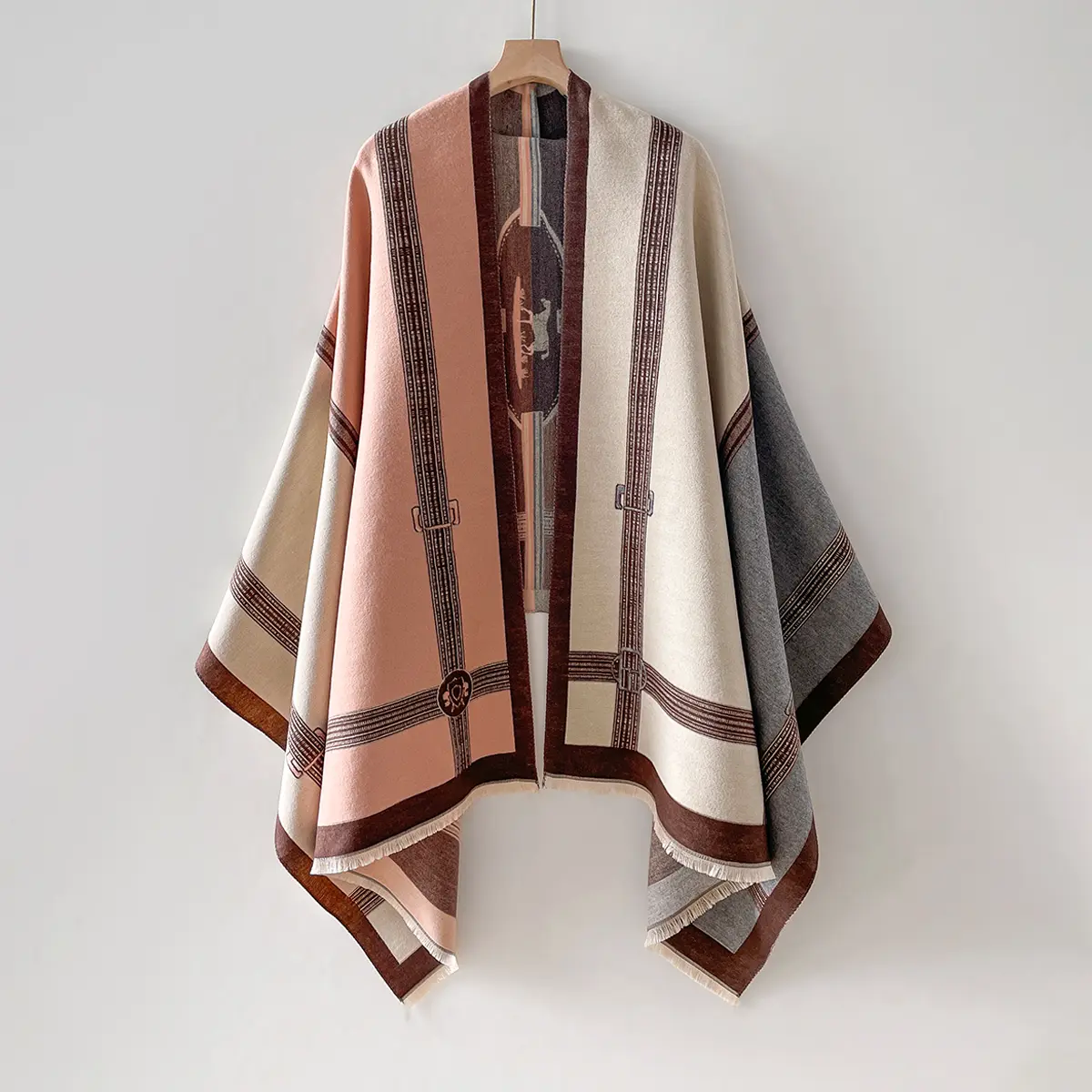 Equestrian Horse Print Cashmere-Like Scarf - Oversized Reversible Shawl Wrap for Women, Soft Warm Blanket Scarf for Fall Winter