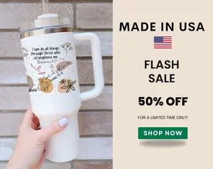 Christian Tumbler 40oz With Handle, Aesthetic Bible Verse Insulated Cup, I Can Do All Things, God Is My Strength And Shield, Fear Is A Liar, Trust In The Lord Religious Gift For Women, Sunday Church, Worship Travel Mug