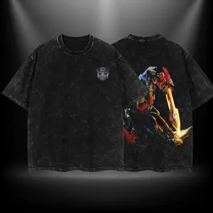 Orion Pax Transform Dark of the Moon Double Printed Oversize Lightweight Acid Washed Tee TV Series Graphic Top Cotton Streetwear T-Shirt boys merch Men's Regular Fit Floral Print Tee washed  streetwear