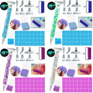 Night Glow Diamond Painting Pen Set, 6 Metal Pointers, 50 Erasers, Roller, 24 Clay Blocks, Diamond Art Tools, DIY Diamond Embroidery Tools Kit
