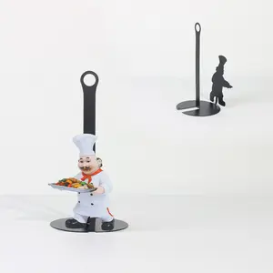 Chef Paper Towel Holder for Counter, Metal Kitchen Towel Stand, Rustic Farmhouse Design, Decorative Countertop Dispenser for Home Kitchen Decor