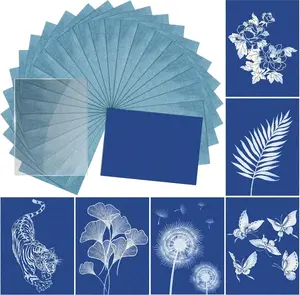 Sun Print Paper Kit Cyanotype Paper, 24 Sheets Cyanotype Papers with 1 Sheet  Panel, High  Nature Sun/Solar Activated Sun Printing Art Paper for Arts Crafts DIY Project