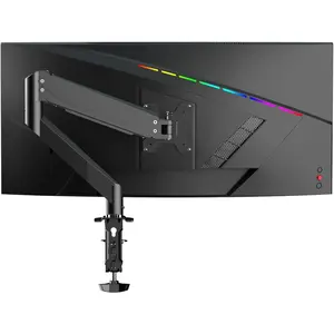Single  Mount, Fully Adjustable Gas Spring Single  Arm for up to 35 inch Screens,   Stand for Desk Holds up to 24lb, VESA 75/100mm, Black