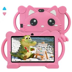 Cute Android Education Tablet PC, Silicone Case Included, Parental Control, HD Screen, Perfect Gift, Interactive Learning Toy, Toddler Tablet, no adapter included, available in blue/pink