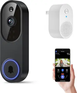 1080p Wireless Wi-Fi Video Doorbell Camera with Two Way Audio, Night Vision, Cloud Storage, Smart AI Motion Detection, Support 2.4GHz Wi-Fi only