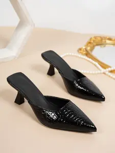 Women's PU Leather High Heel Sandals, Pointed Toe Cut Out Design, Plain Pattern, Rubber Sole, Summer Fashion Footwear