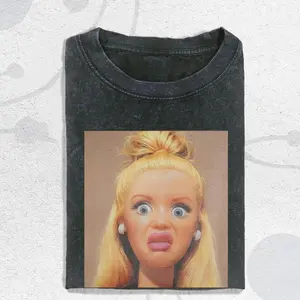 Funny Doll Meme Graphic T-Shirt, Sarcastic Humor Tee, Vintage 90s Distressed Doll Meme Shirt, Surreal Doll Face Tee, Ironic Statement Shirt, Sarcastic Graphic Tee For Women