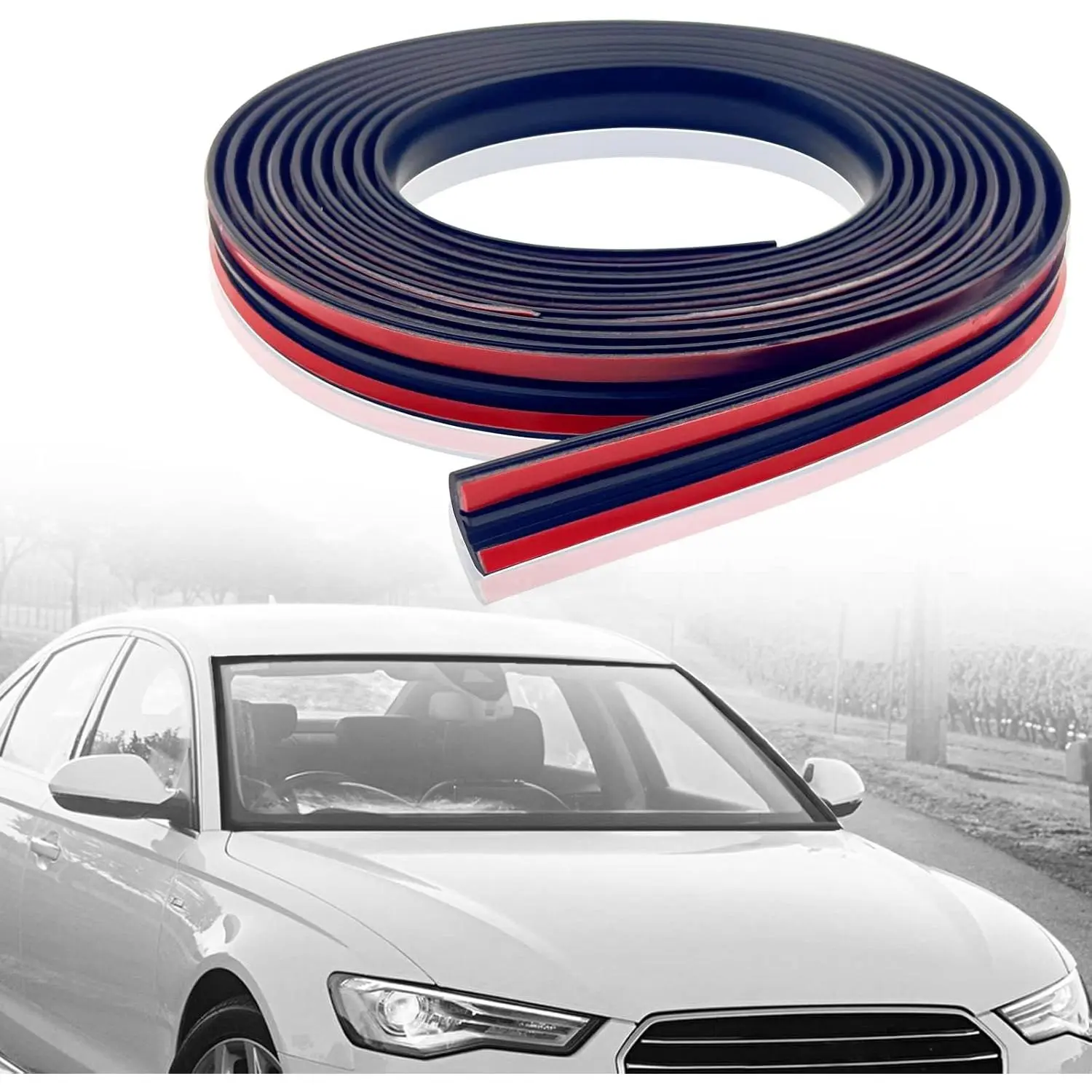 10Ft Car Windshield Weather Strip Car Windshield Sunroof Seal Rubber Strip Trim, T Shape Leak Sound Proofing Sealing Strip, Universal for Car, Truck (14mm)