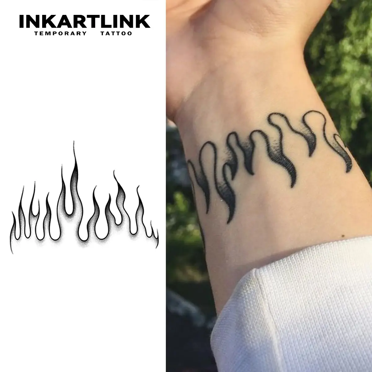 INKARTLINK Blaze Magic Tattoo Art Temporary Tattoos - 2-Piece Waterproof Semi-Permanent Long-Lasting Realistic Simple Look Fake Stickers, Single Item for Party Use, Suitable for All Skin Types, Fake Tattoos, Realistic Temporary Tattoos