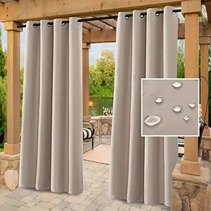 H.VERSAILTEX Indoor Outdoor Curtains for Patio Waterproof Stainless Steel Silver Grommet Thermal Insulated Blackout Outdoor Drapes for Deck/Gazebo, Natural, 52x108 Inch, 1 Panel