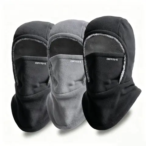 Unisex Cotton Blend Integrated Hat-Scarf-Mask Balaclava Set - Piled Thick Unisex Outdoor Cap, Windproof Cold-Proof Sports Headgear for Adults, Biking Accessory, Integrated Scarf, Full Face Ski Mask Sports & Outdoor Hats